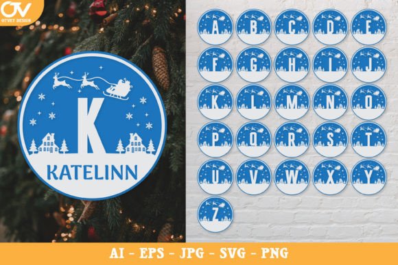 Christmas Alphabet Svg Bundle Round